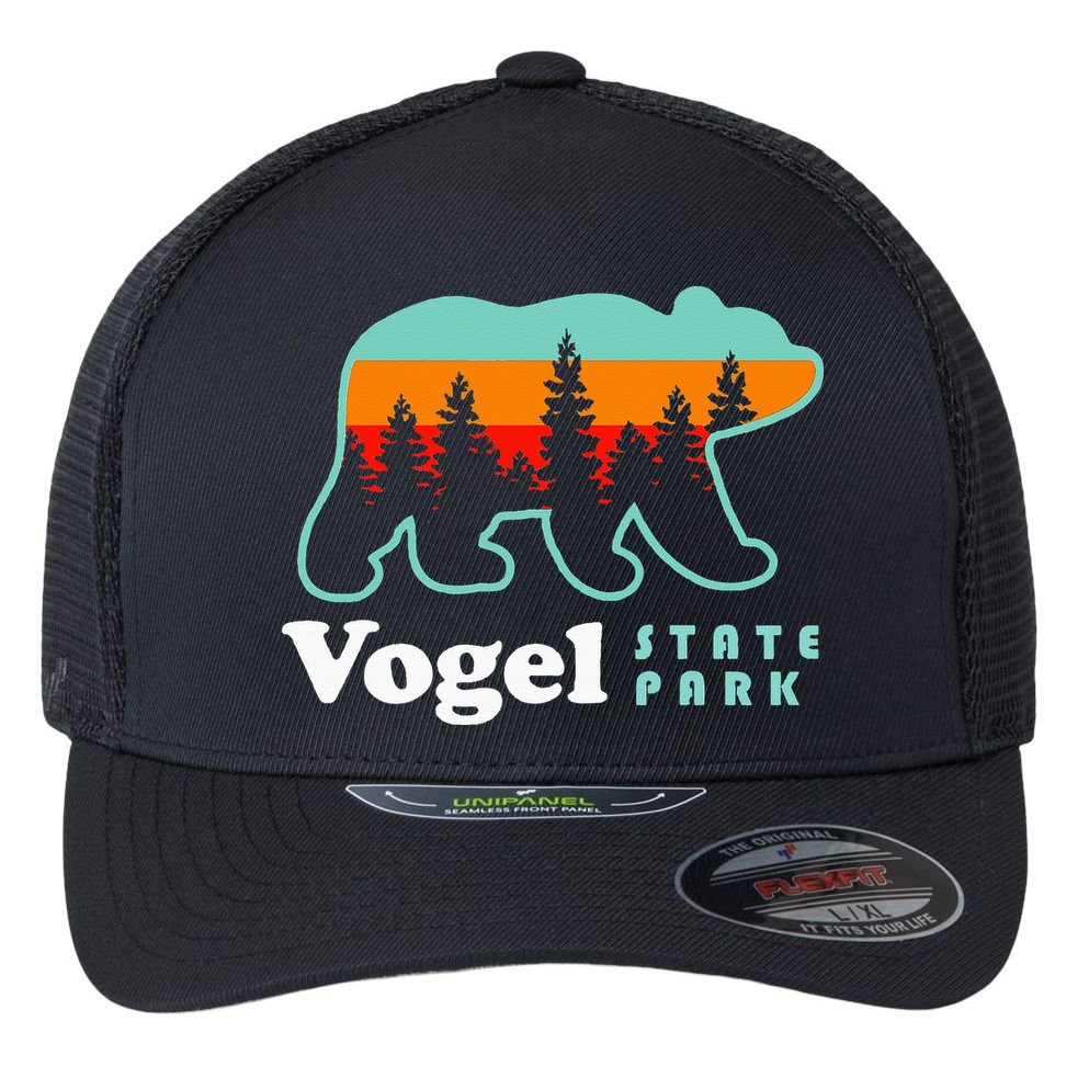Vogel State Park Camping Georgia Lake Bear Flexfit Unipanel Trucker Cap