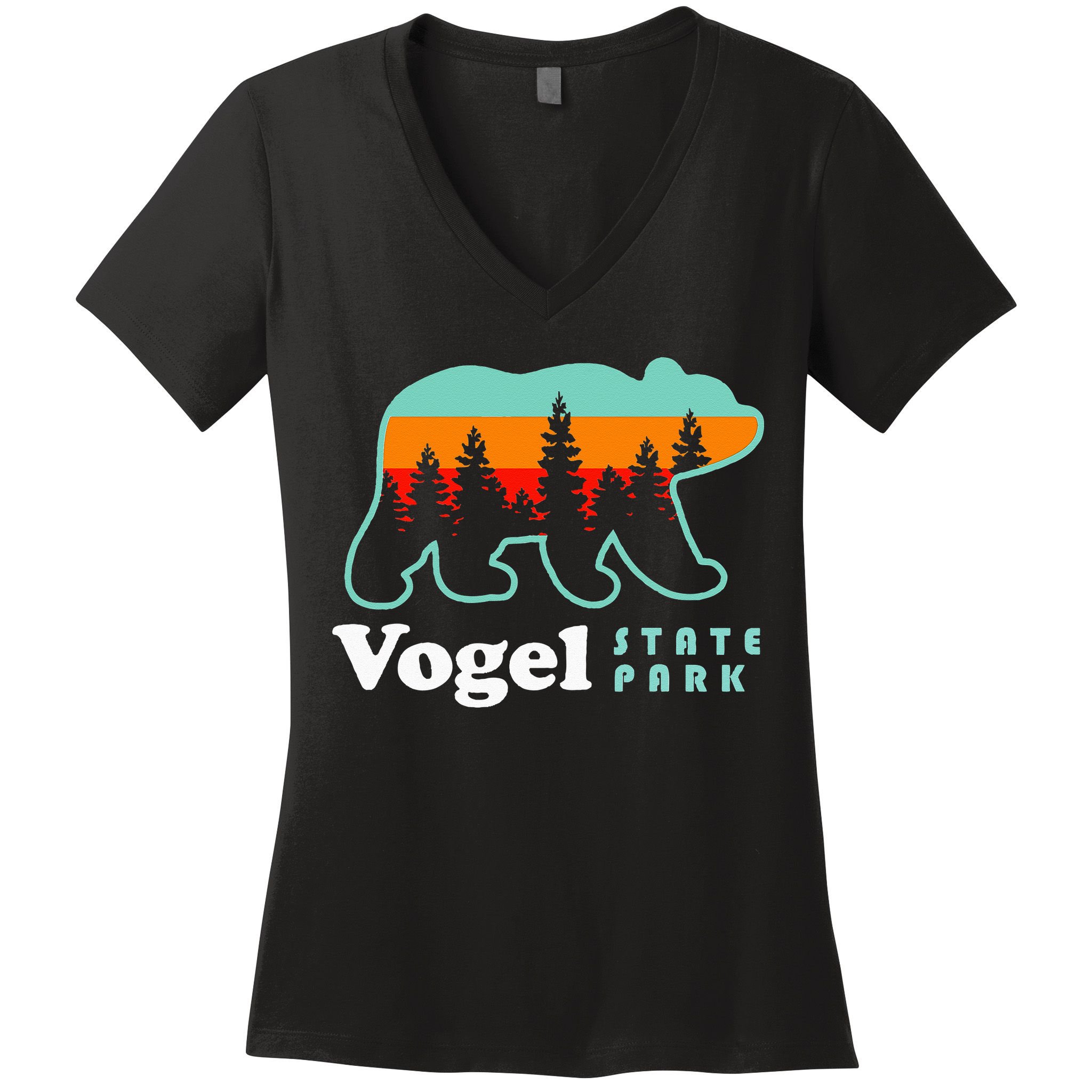Vogel State Park Camping Georgia Lake Bear Women's V-Neck T-Shirt