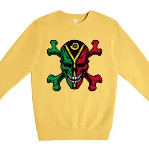 Vanuatu Skull Pride Vanuatuan Flag Roots Vanuatu Souvenir Gift Premium Crewneck Sweatshirt