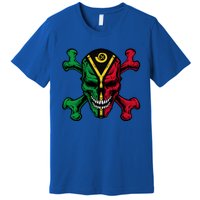 Vanuatu Skull Pride Vanuatuan Flag Roots Vanuatu Souvenir Gift Premium T-Shirt