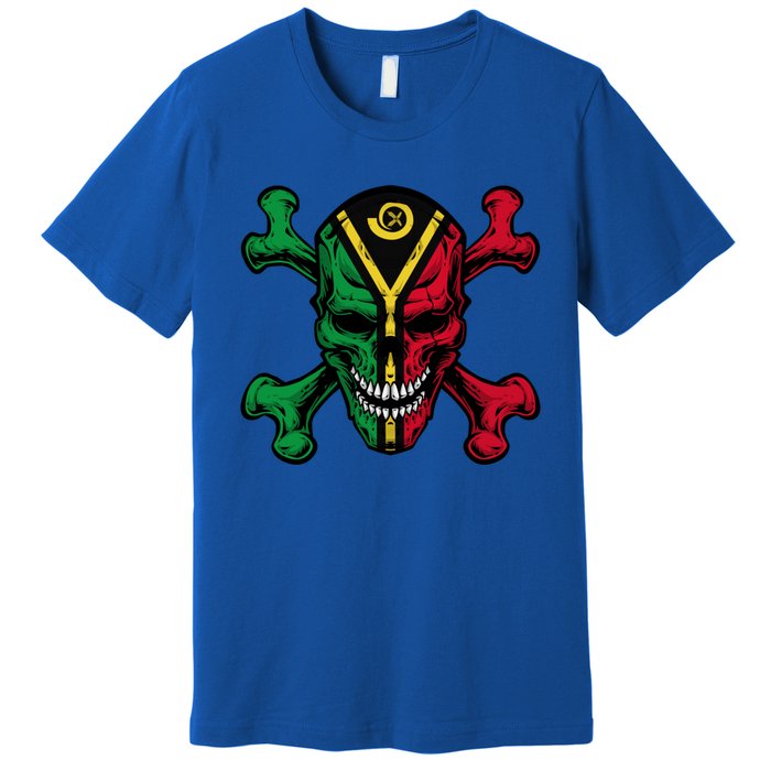 Vanuatu Skull Pride Vanuatuan Flag Roots Vanuatu Souvenir Gift Premium T-Shirt