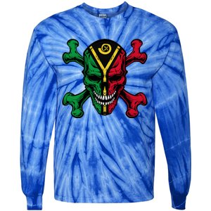 Vanuatu Skull Pride Vanuatuan Flag Roots Vanuatu Souvenir Gift Tie-Dye Long Sleeve Shirt