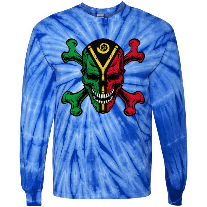 Vanuatu Skull Pride Vanuatuan Flag Roots Vanuatu Souvenir Gift Tie-Dye Long Sleeve Shirt