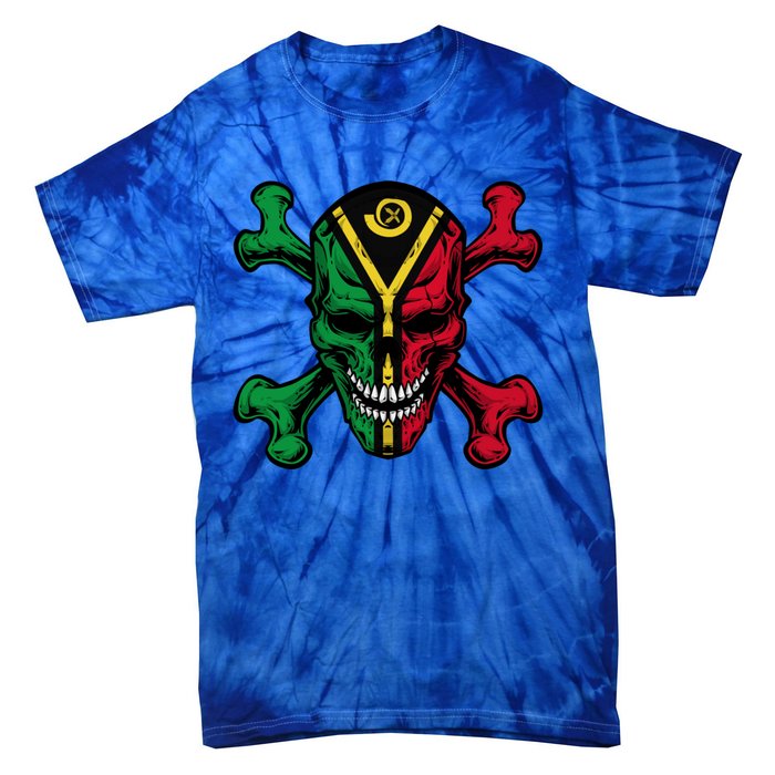 Vanuatu Skull Pride Vanuatuan Flag Roots Vanuatu Souvenir Gift Tie-Dye T-Shirt