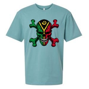 Vanuatu Skull Pride Vanuatuan Flag Roots Vanuatu Souvenir Gift Sueded Cloud Jersey T-Shirt