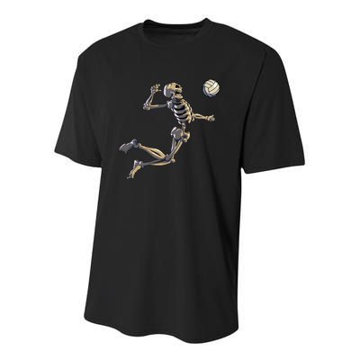 Volleyball Skeleton Player Halloween Youth Performance Sprint T-Shirt