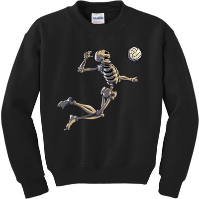 Volleyball Skeleton Player Halloween Kids Sweatshirt