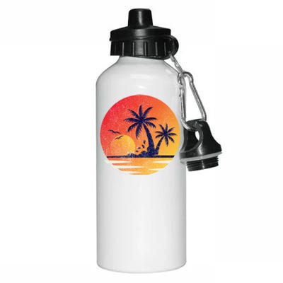 Vintage Sunrise Palms Vacay Summer Vacation Vibes Tee Sunset Gift Aluminum Water Bottle