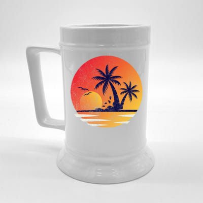 Vintage Sunrise Palms Vacay Summer Vacation Vibes Tee Sunset Gift Beer Stein