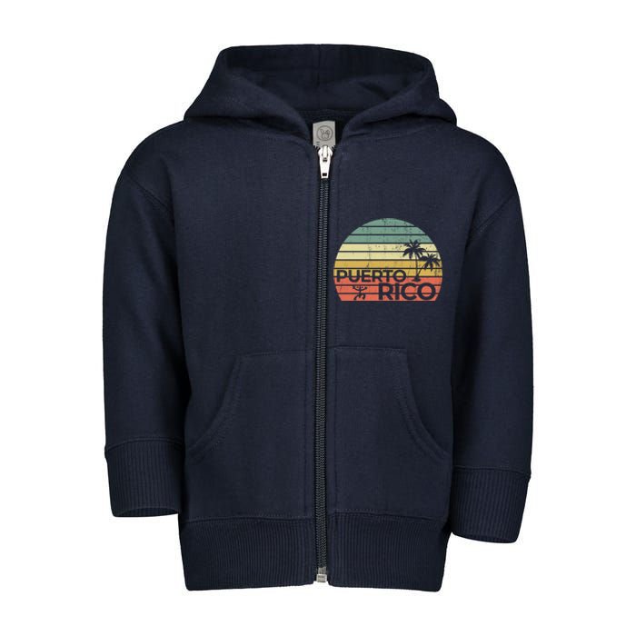 Vintage style Puerto Rico Retro Sunset Palm Tree Toddler Zip Fleece Hoodie