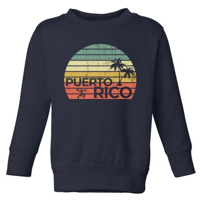 Vintage style Puerto Rico Retro Sunset Palm Tree Toddler Sweatshirt