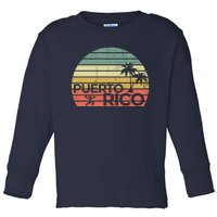 Vintage style Puerto Rico Retro Sunset Palm Tree Toddler Long Sleeve Shirt