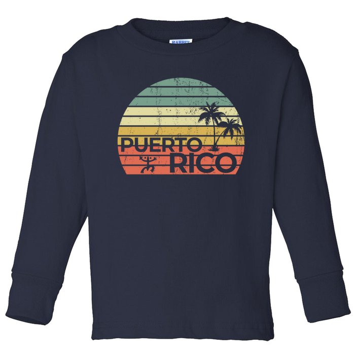 Vintage style Puerto Rico Retro Sunset Palm Tree Toddler Long Sleeve Shirt