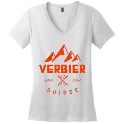 Verbier Suisse Premium Women's V-Neck T-Shirt