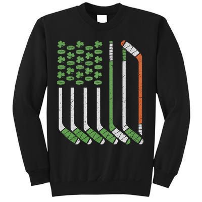 Vintage St Patricks Day Ice Hockey Iris American Flag Hockey Sweatshirt