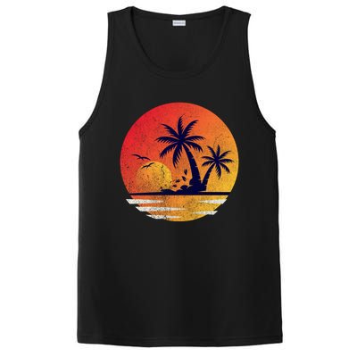 Vintage Sunrise Palms Vacay Summer Vacation Vibes Tee Sunset Gift PosiCharge Competitor Tank