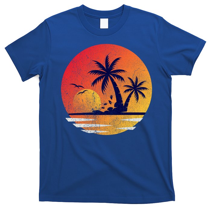 Vintage Sunrise Palms Vacay Summer Vacation Vibes Tee Sunset Gift T-Shirt