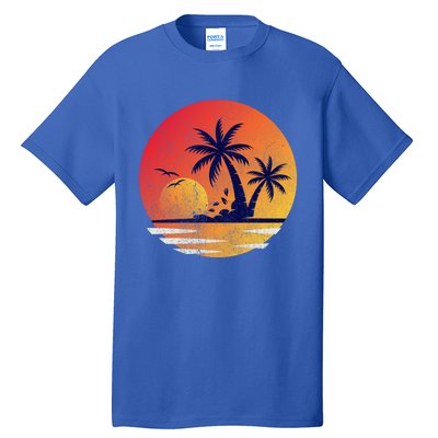 Vintage Sunrise Palms Vacay Summer Vacation Vibes Tee Sunset Gift Tall T-Shirt