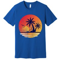 Vintage Sunrise Palms Vacay Summer Vacation Vibes Tee Sunset Gift Premium T-Shirt