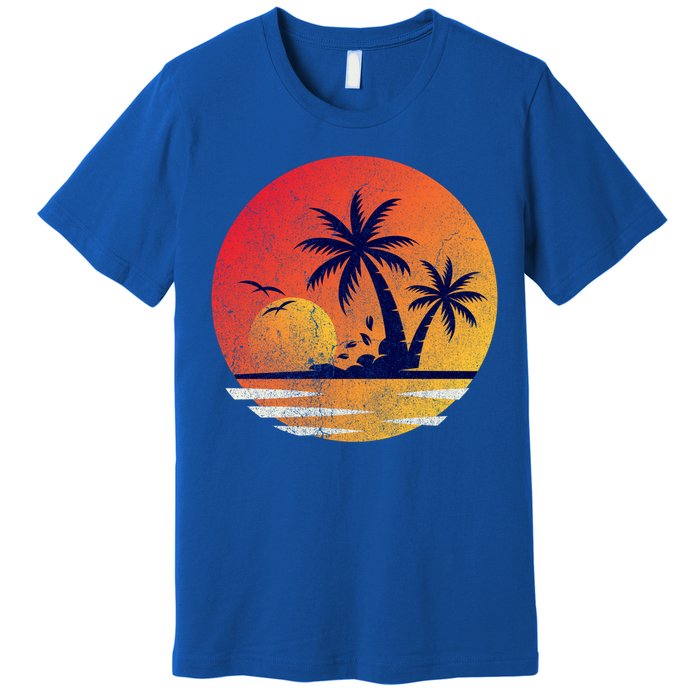 Vintage Sunrise Palms Vacay Summer Vacation Vibes Tee Sunset Gift Premium T-Shirt