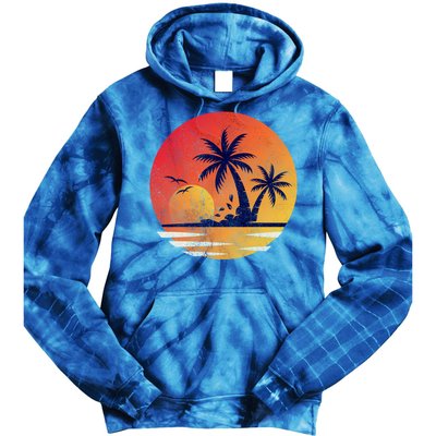 Vintage Sunrise Palms Vacay Summer Vacation Vibes Tee Sunset Gift Tie Dye Hoodie