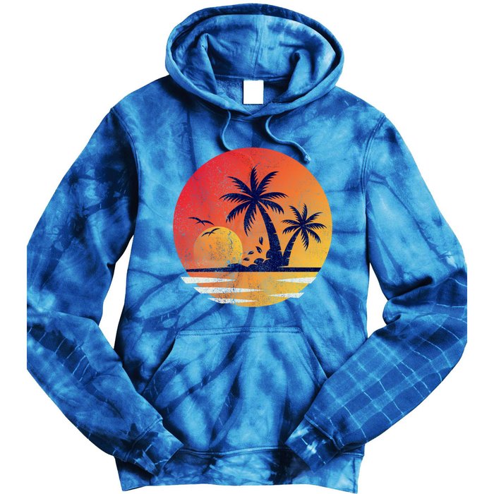 Vintage Sunrise Palms Vacay Summer Vacation Vibes Tee Sunset Gift Tie Dye Hoodie