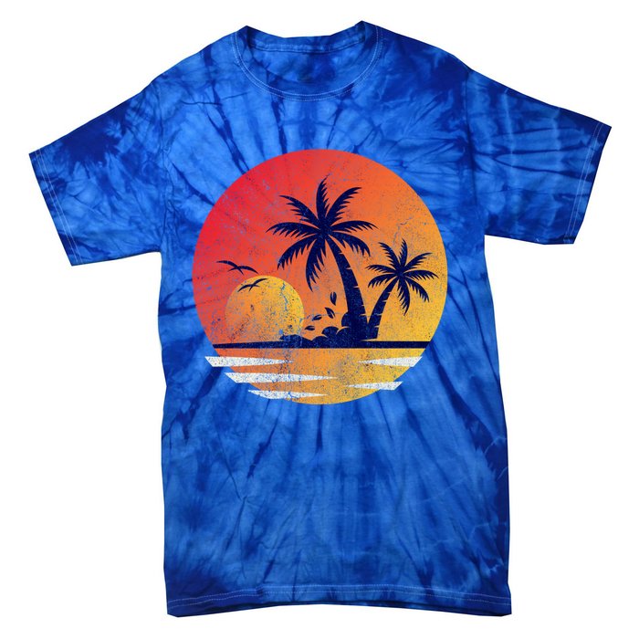 Vintage Sunrise Palms Vacay Summer Vacation Vibes Tee Sunset Gift Tie-Dye T-Shirt