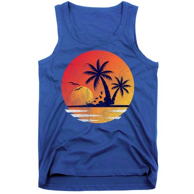 Vintage Sunrise Palms Vacay Summer Vacation Vibes Tee Sunset Gift Tank Top