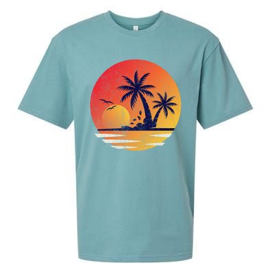 Vintage Sunrise Palms Vacay Summer Vacation Vibes Tee Sunset Gift Sueded Cloud Jersey T-Shirt