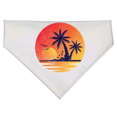 Vintage Sunrise Palms Vacay Summer Vacation Vibes Tee Sunset Gift USA-Made Doggie Bandana