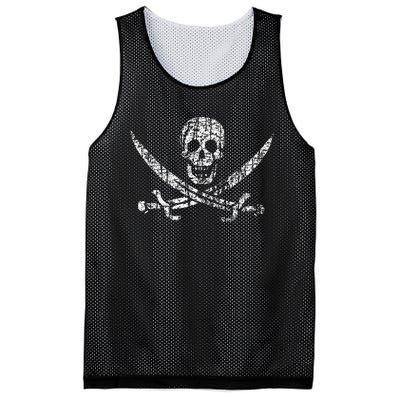 Vintage Skull Pirate Flag Mesh Reversible Basketball Jersey Tank