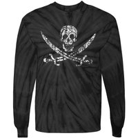 Vintage Skull Pirate Flag Tie-Dye Long Sleeve Shirt