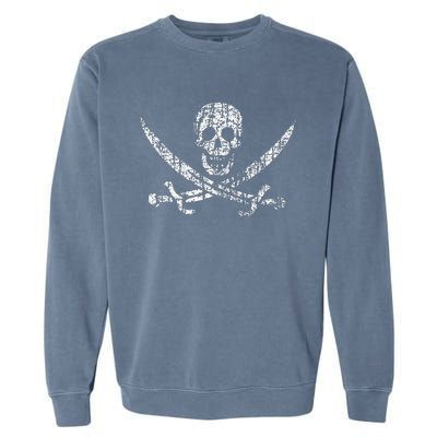 Vintage Skull Pirate Flag Garment-Dyed Sweatshirt