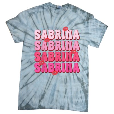 Vintage Sabrina Personalized Name I Love Sabrina Groovy Tie-Dye T-Shirt