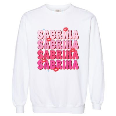 Vintage Sabrina Personalized Name I Love Sabrina Groovy Garment-Dyed Sweatshirt