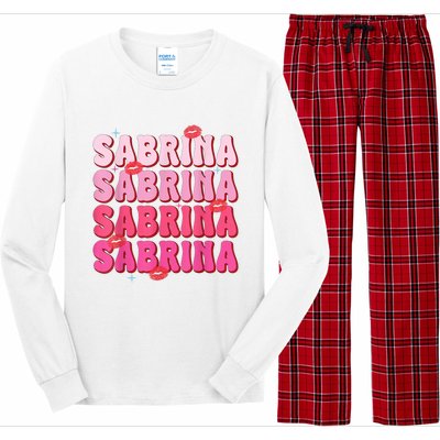 Vintage Sabrina Personalized Name I Love Sabrina Groovy Long Sleeve Pajama Set