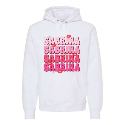 Vintage Sabrina Personalized Name I Love Sabrina Groovy Premium Hoodie