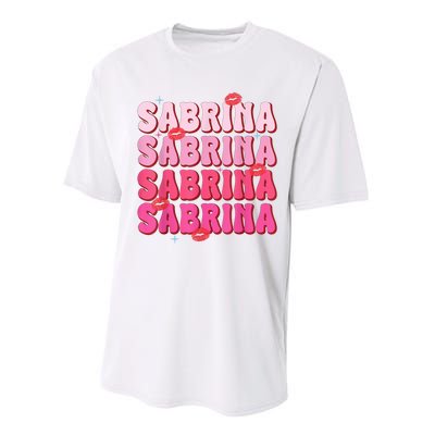 Vintage Sabrina Personalized Name I Love Sabrina Groovy Performance Sprint T-Shirt