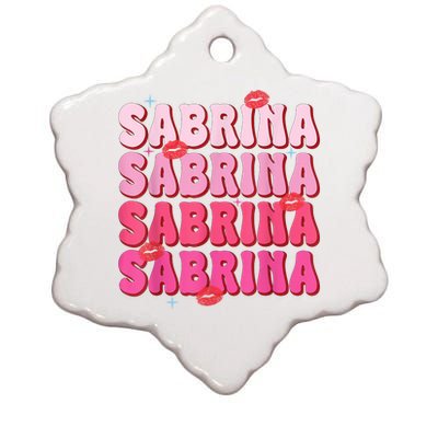 Vintage Sabrina Personalized Name I Love Sabrina Groovy Ceramic Star Ornament