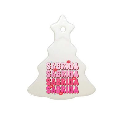 Vintage Sabrina Personalized Name I Love Sabrina Groovy Ceramic Tree Ornament