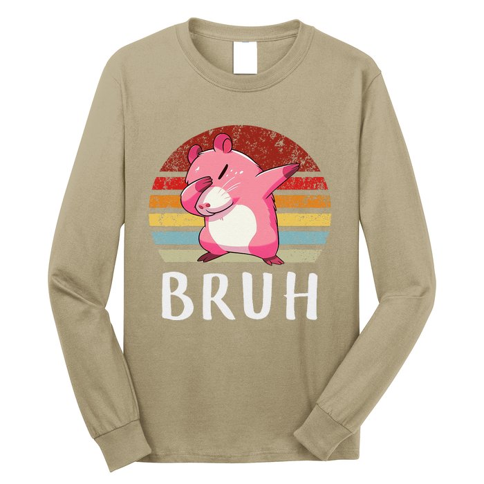 Vintage Sunset Pin.K Capy Dabbing Bruh Boy Girl Funny Long Sleeve Shirt