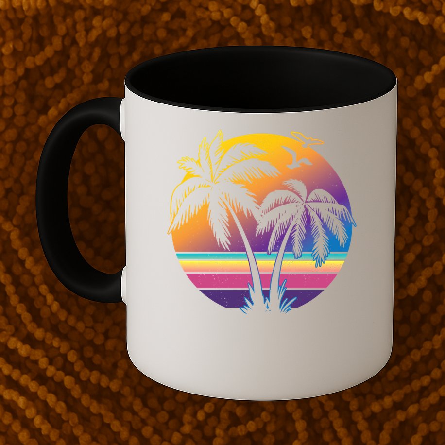 Vintage Sunset Palm Tree Gift Design Idea Beach Lovers Gift Mug
