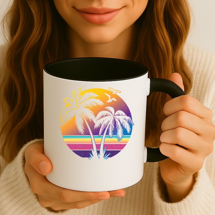 Vintage Sunset Palm Tree Gift Design Idea Beach Lovers Gift Mug