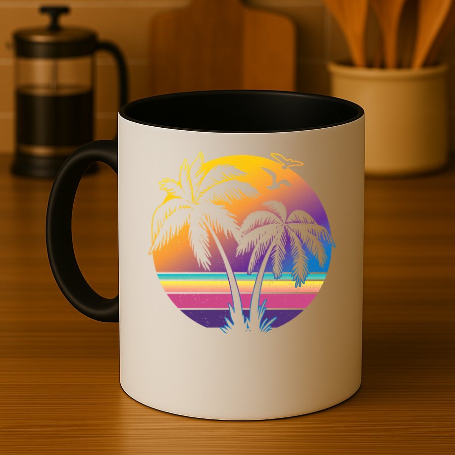 Vintage Sunset Palm Tree Gift Design Idea Beach Lovers Gift Mug