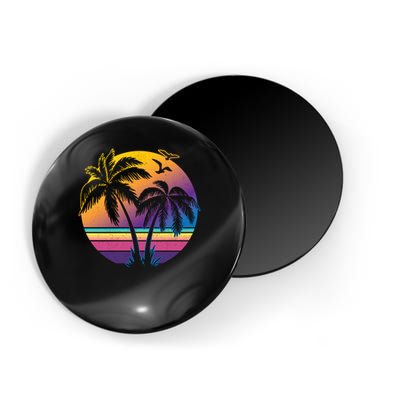Vintage Sunset Palm Tree Gift Design Idea Beach Lovers Gift Magnet