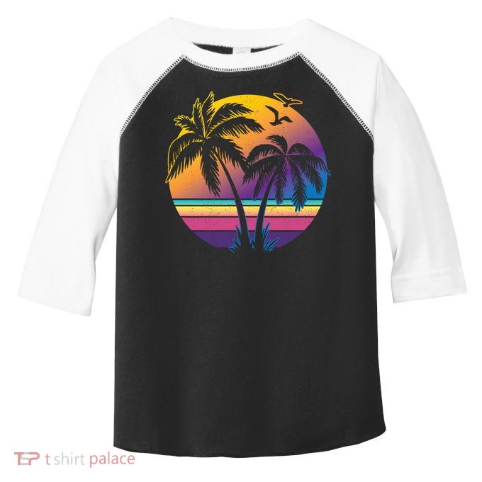 Vintage Sunset Palm Tree Gift Design Idea Beach Lovers Gift Toddler Fine Jersey T-Shirt