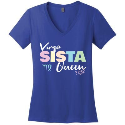 Virgo Sista Queen Zodiac Sign For Proud Virgo Gift Women's V-Neck T-Shirt