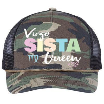 Virgo Sista Queen Zodiac Sign For Proud Virgo Gift Retro Rope Trucker Hat Cap