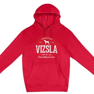 Vintage Style Retro Vizsla Gift Premium Pullover Hoodie