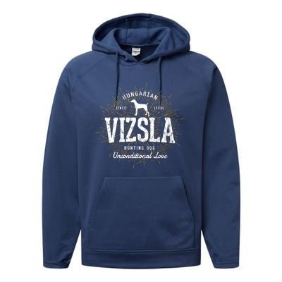 Vintage Style Retro Vizsla Gift Performance Fleece Hoodie